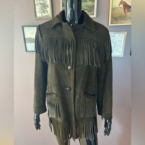 Vintage 1960s Genuine Suede Leather Fringe Western Jacket